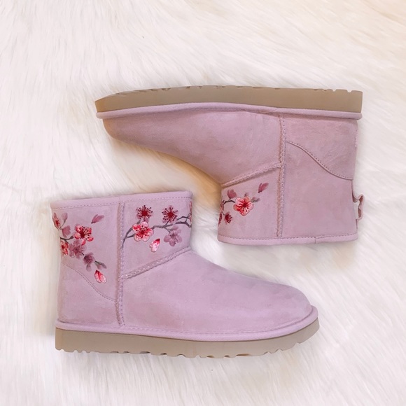 UGG Classic Mini Blossom Boots In Seashell Pink - Picture 2 of 10